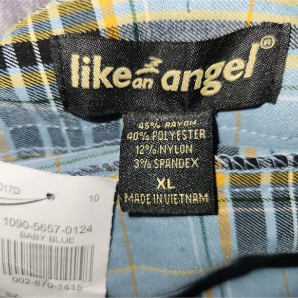 Like An Angel Plaid Overall‎ Dress Women's Extra Large Blue Yellow Casual - Picture 2 of 8